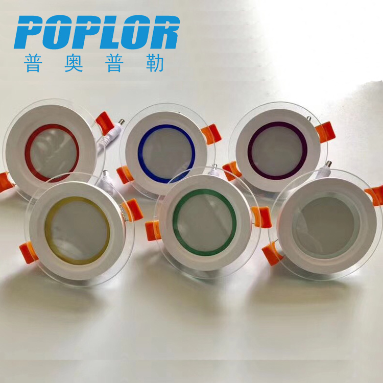 LED colored edge glass panel light 6W round panel light Aluminum PC constant current segment