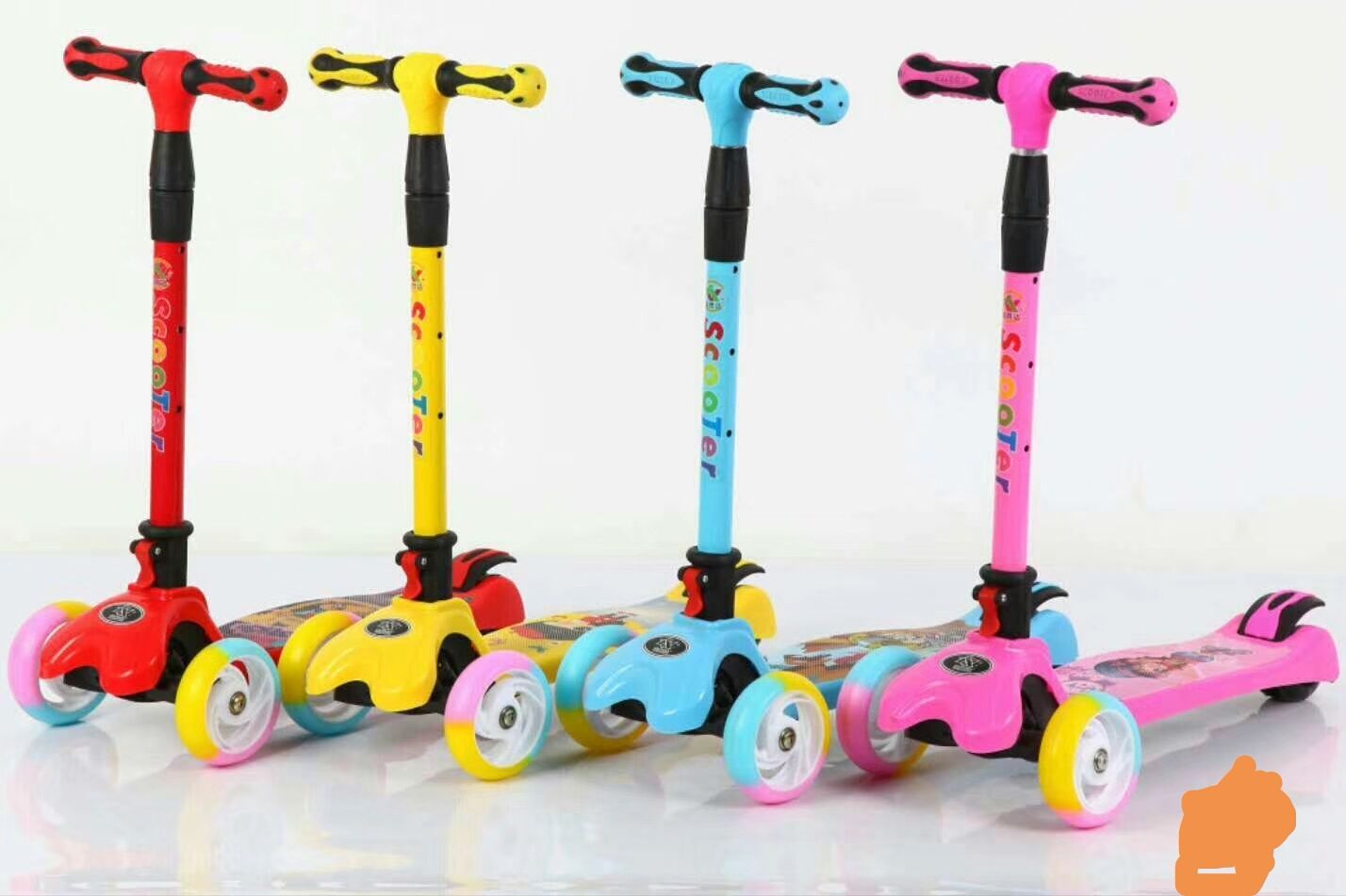 Rice high color brake folding shock absorption dustproof floor with light welding carriage pulley board car Specification drawing