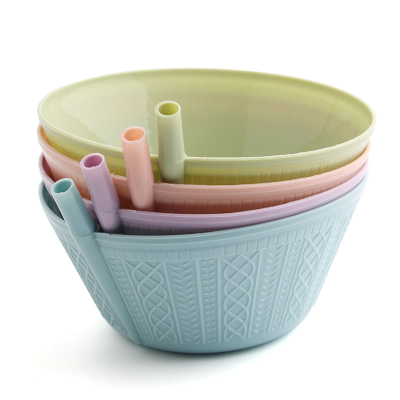 Plastic salad bowl, colored salad bowl, plastic bowl, straw bowl Specification drawing
