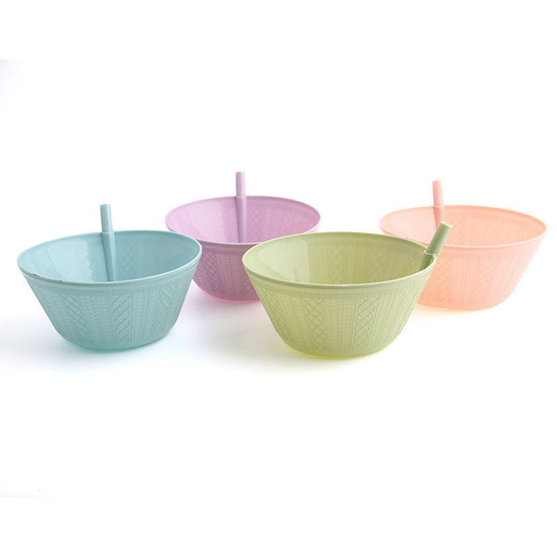 Plastic salad bowl, colored salad bowl, plastic bowl, straw bowl details Picture