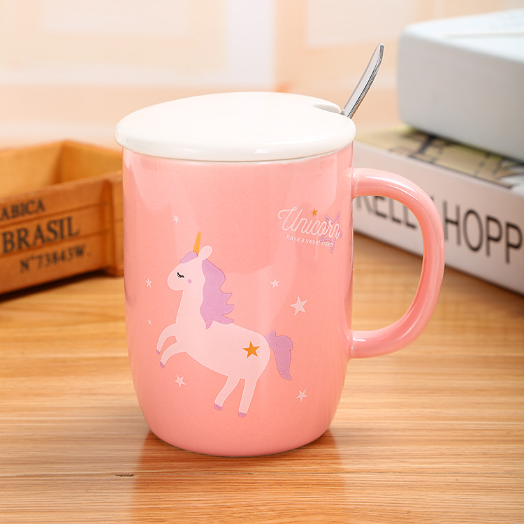 少女心独角兽陶瓷杯子创意礼品杯旋转木马马克杯产品图