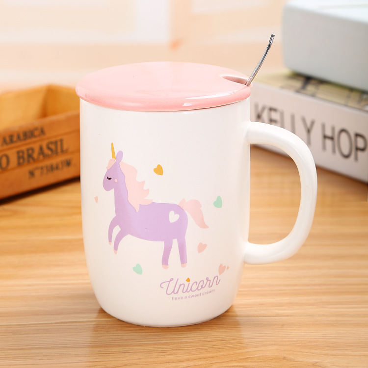 少女心独角兽陶瓷杯子创意礼品杯旋转木马马克杯细节图