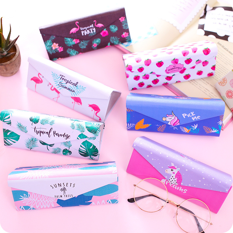 创意便携式折叠眼镜盒简约 火烈鸟太阳镜墨镜盒男女学生眼镜盒