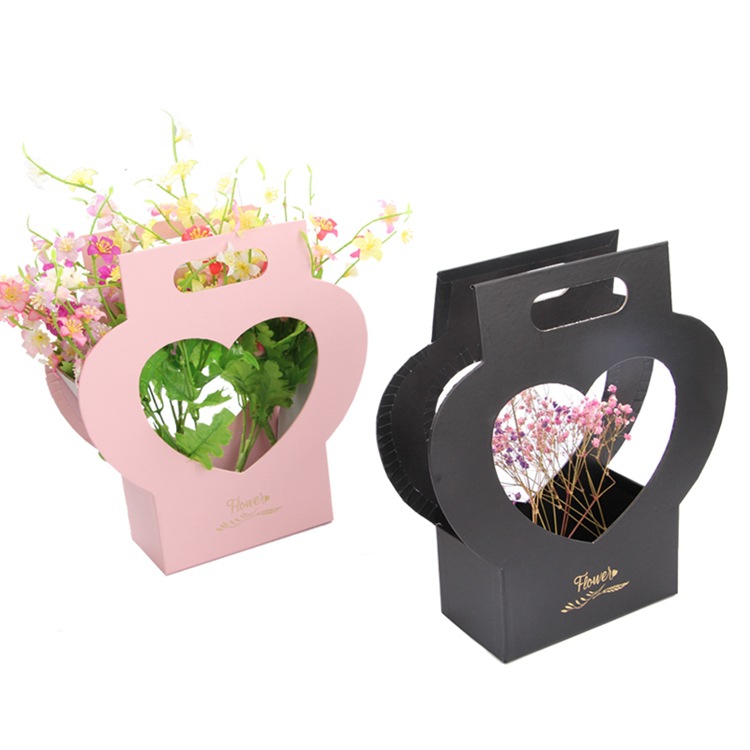 韩版时尚手提花篮 简约鲜花手提花盒 母亲节礼品盒 婚庆花盒