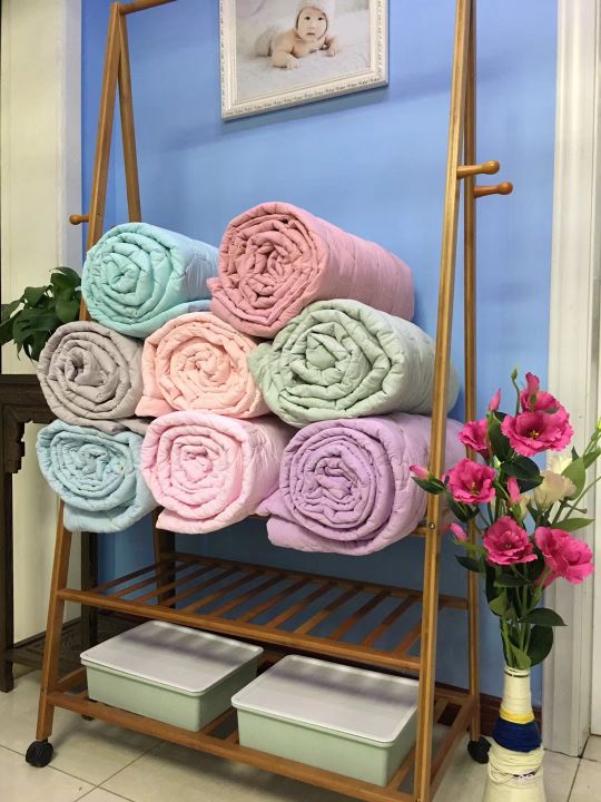 爆款皇冠绗缝纯色水洗棉夏被批发