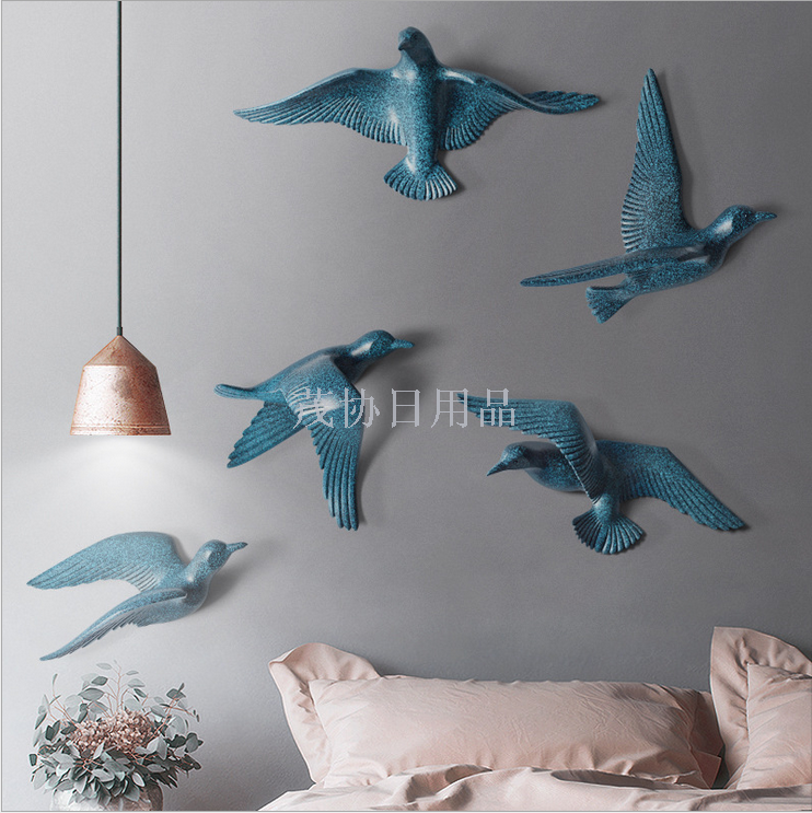 European creative resin seagull wall decoration three-dimensional wall decoration living room porch hanging decoration