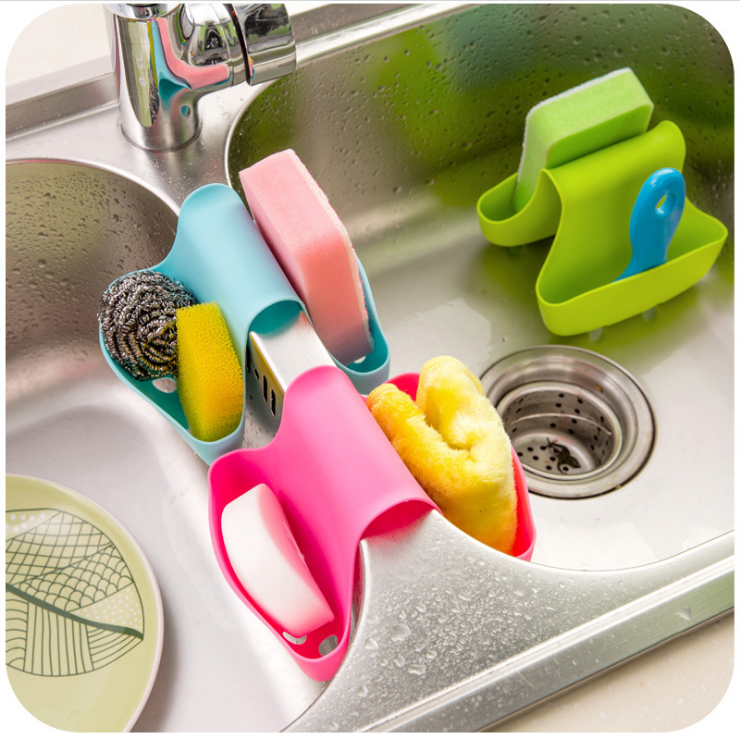 厨房水槽海绵收纳沥水挂袋 马鞍式两用杂物沥水篮置物架