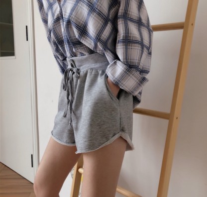 Sports shorts Baggy wide-leg pants with drawstring rolled casual three-quarter pants for women summer