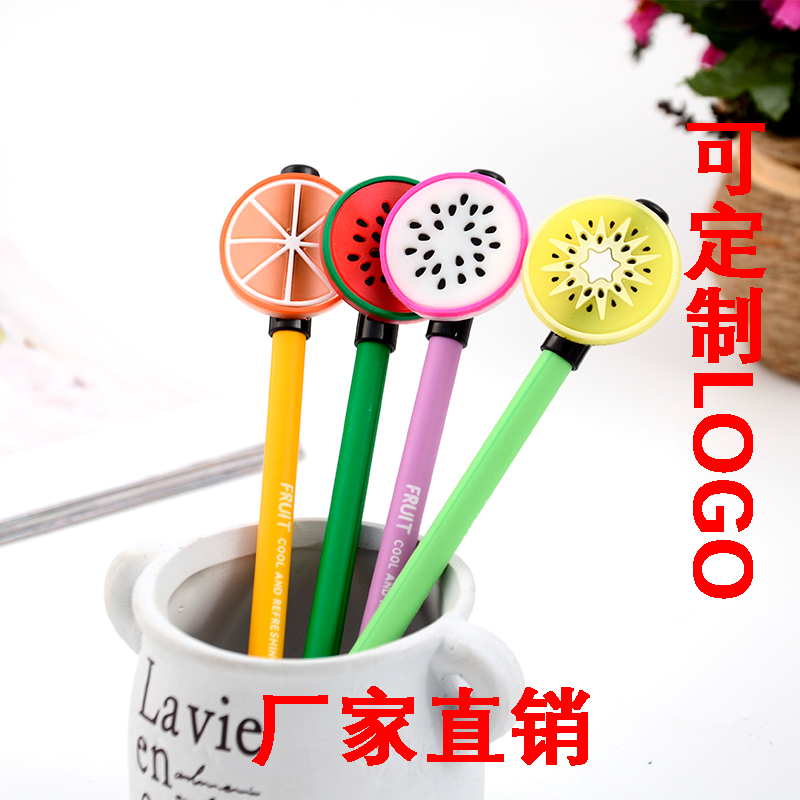 e34 Creative Stationery Student Soft glue Fruit Neutral pen Watermelon orange neutral pen full needle tube