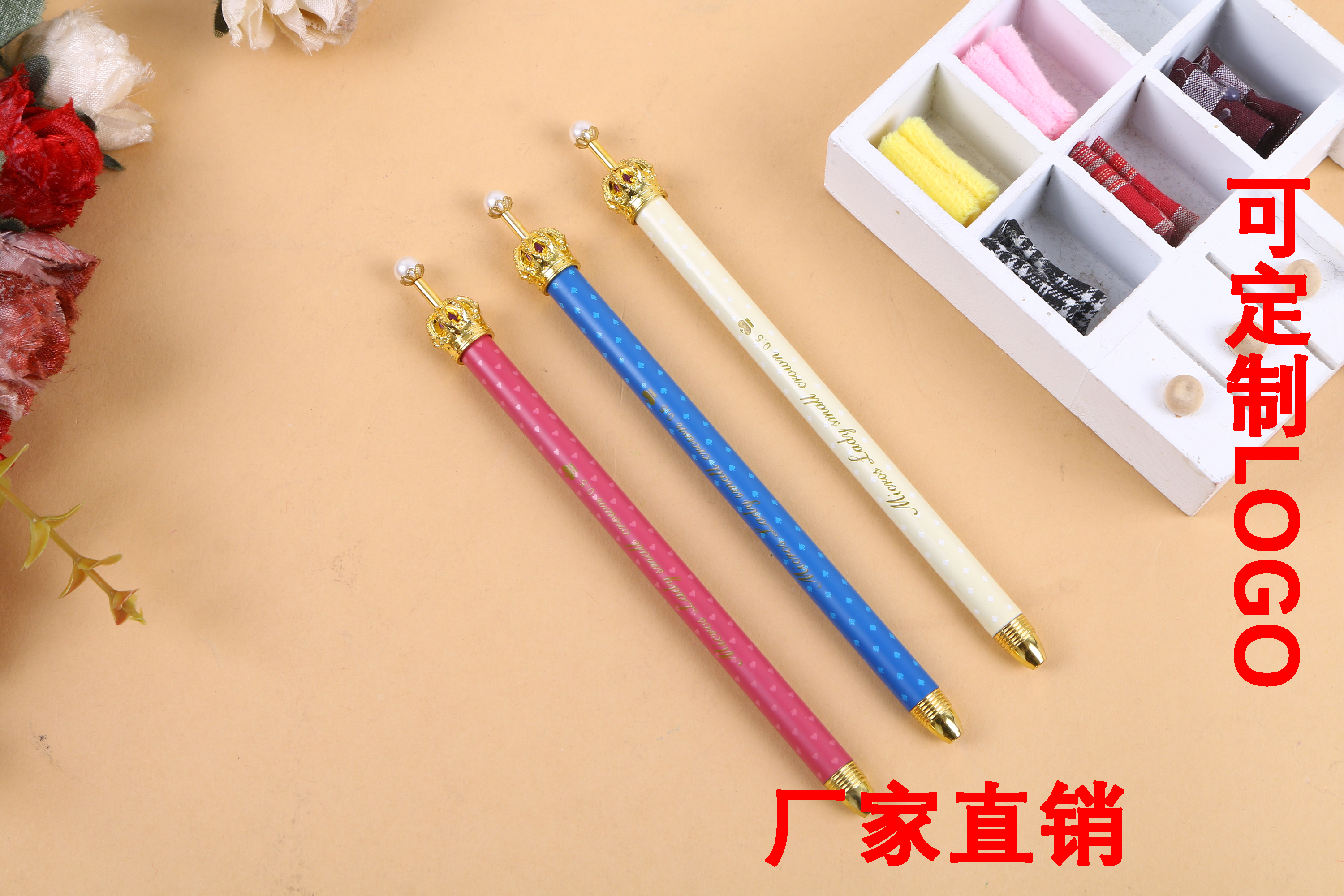 Japanese and Korean stationery lovely crown Pearl neutral pen pen