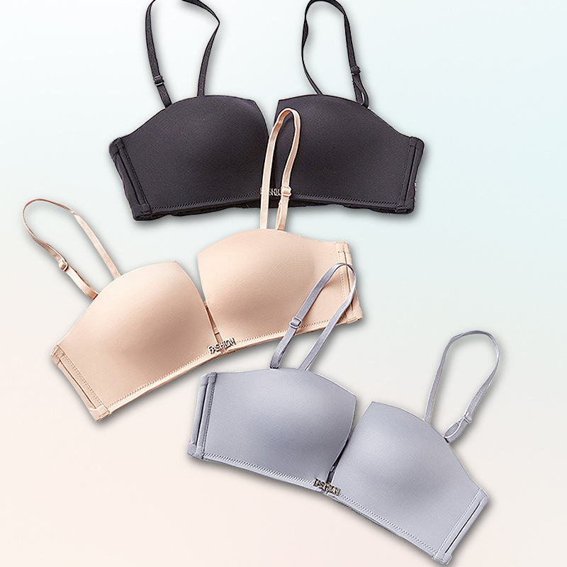 性感深U四角杯小胸聚拢 防滑可拆卸肩带文胸 无痕无钢圈内衣女