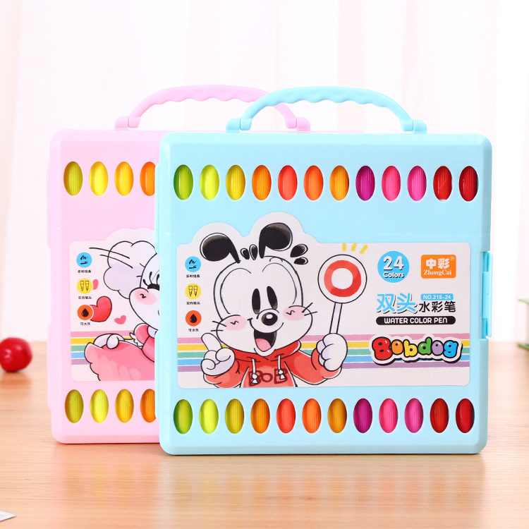 The factory sells the double-head watercolor pen safety non-toxic washable watercolor pen 218-24 color thumbnail