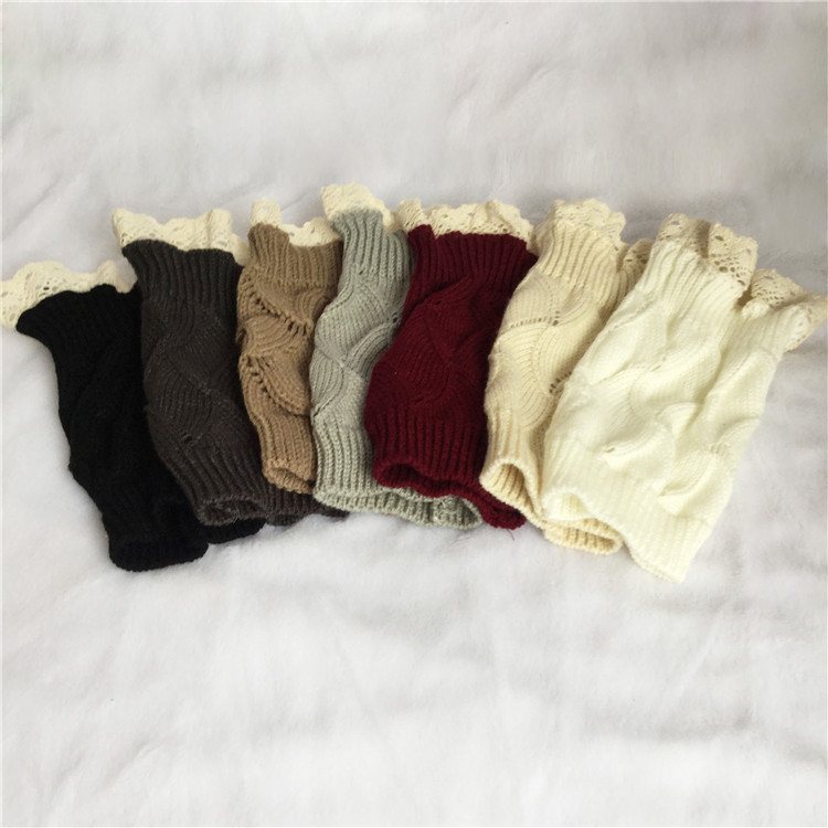 New pure color lace hosiery cashmere warm knit leg cover manufacturer direct wholesale thumbnail