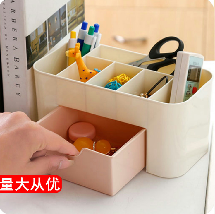 首饰化妆品收纳盒抽屉式塑料办公桌面梳妆台护肤刷口红整理置物架