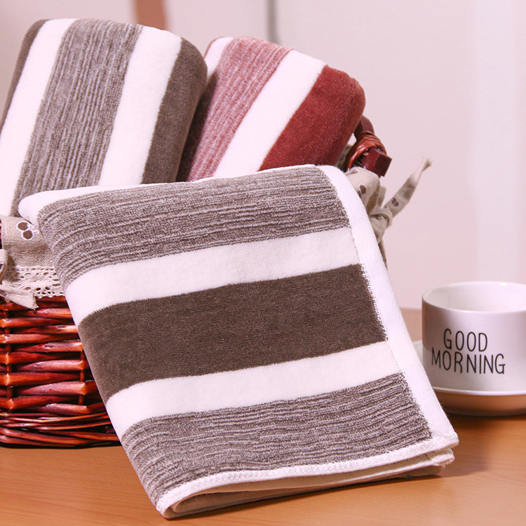 Cut-pile colored striped plain, fashionable pure cotton towel gift supermarket, custom face towel wholesale by Fuli Specification image