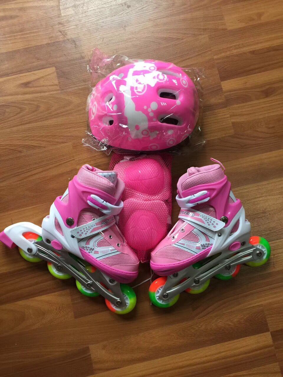 套装PU轮全闪溜冰鞋儿童直排轮滑鞋小孩旱冰鞋滑冰鞋男女