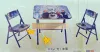 Children's writing desk, student desk, cartoon student square desk, two-chair folding desk details Picture