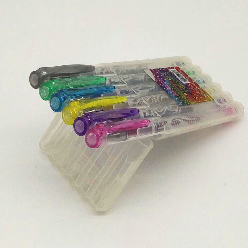 多又多 M-1503 6支8支10支12支塑料翻盖盒 闪光笔 发光笔 纹身笔产品图
