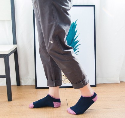 新款百搭男袜 拼色浅口男士船袜 夏季细条纹透气短袜