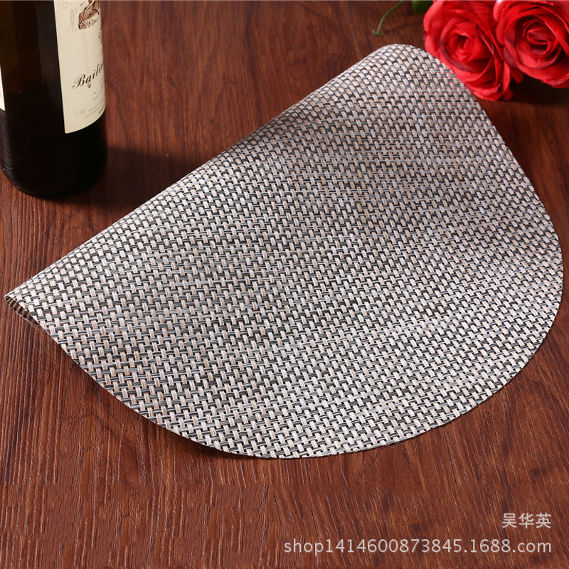 38cm时尚简约编织隔热垫 圆形编织PVC杯垫 西餐垫杯垫批发