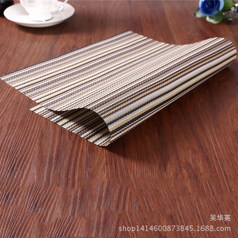 30*45 Modern simple striped PVC woven coasters soft rubber coasters Hotel western-style food MATS water insulation MATS thumbnail
