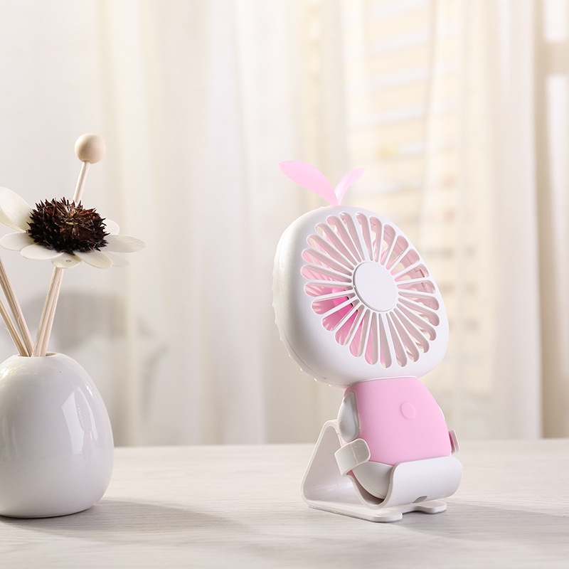 2018新款星空草迷你USB充电小风扇带七彩夜灯底座手持桌面小电扇细节图