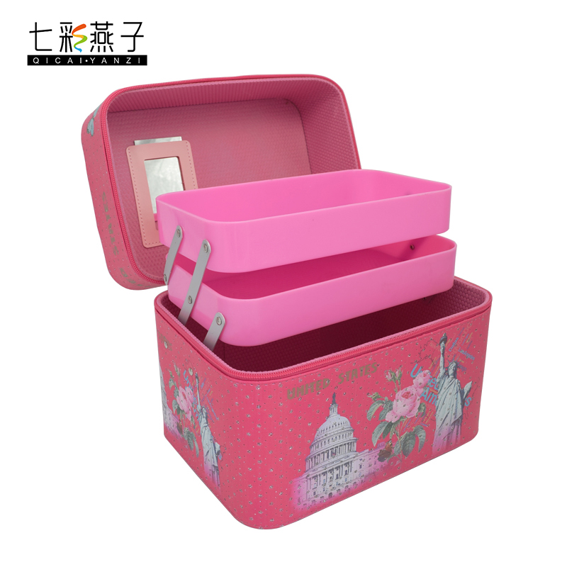 New two-layer makeup box, large-capacity storage bag, family storage box and organizing box, factory direct sales
