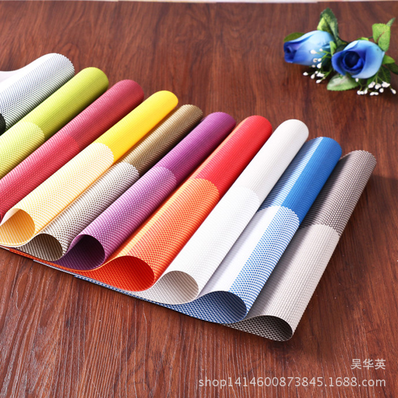 30*45新款家居简约格子PVC软胶杯垫 特斯林编织隔热垫 舒适防滑垫
