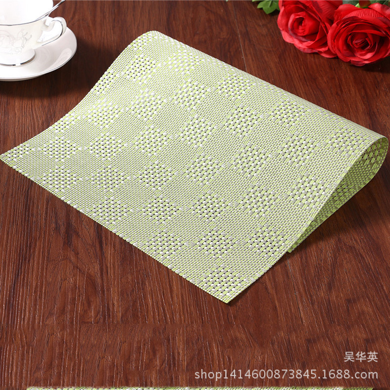 特斯林欧式西餐垫PVC编织杯垫 时尚桌垫 格子编织隔水隔热盘垫批图