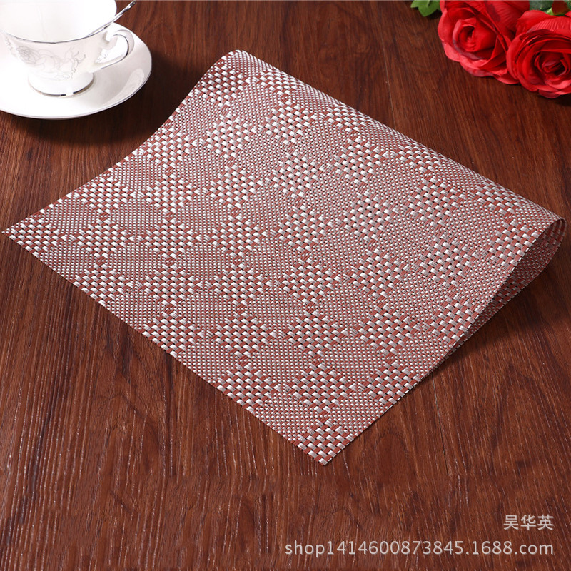 特斯林欧式西餐垫PVC编织杯垫 时尚桌垫 格子编织隔水隔热盘垫批产品图