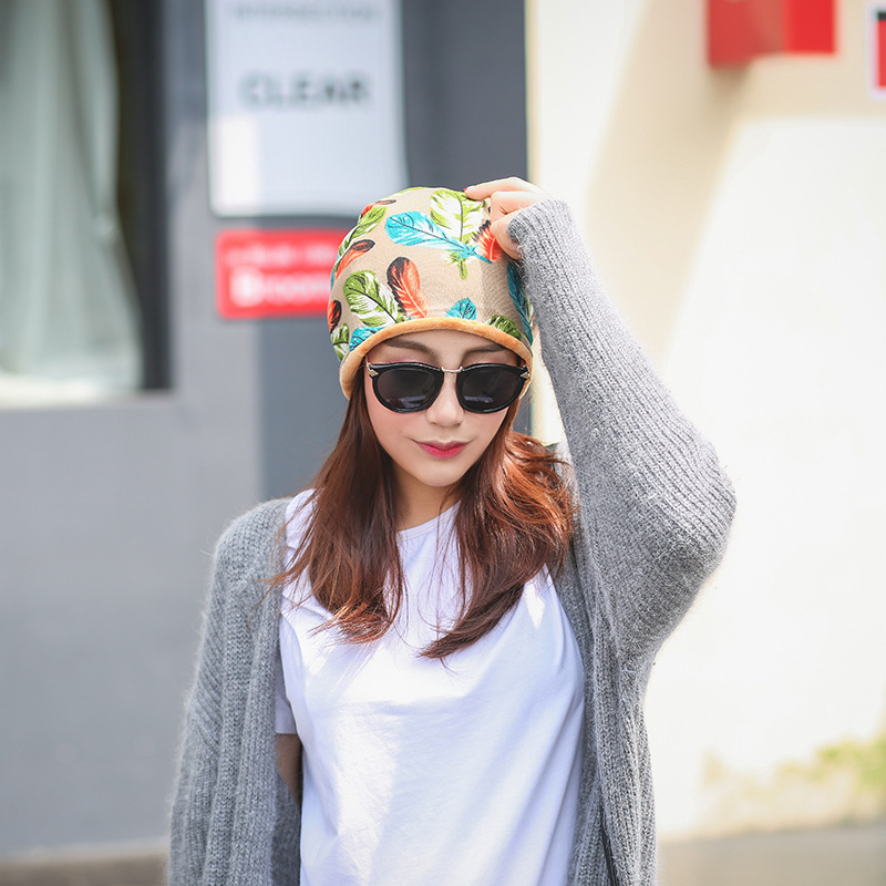 Winter Cashmere Warm Month Hat Outdoor Multi-Functional Maternity Headscarf Korean Version Feather Knitted Hat Manufacturers Wholesale