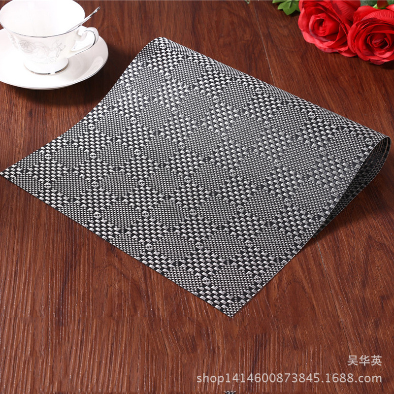 特斯林欧式西餐垫PVC编织杯垫 时尚桌垫 格子编织隔水隔热盘垫批细节图