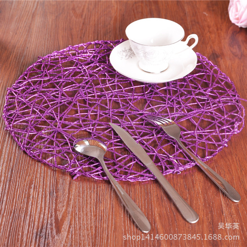 38cm新款时尚家居用品 欧美时尚镂空手工编织餐垫创意杯垫隔热垫产品图