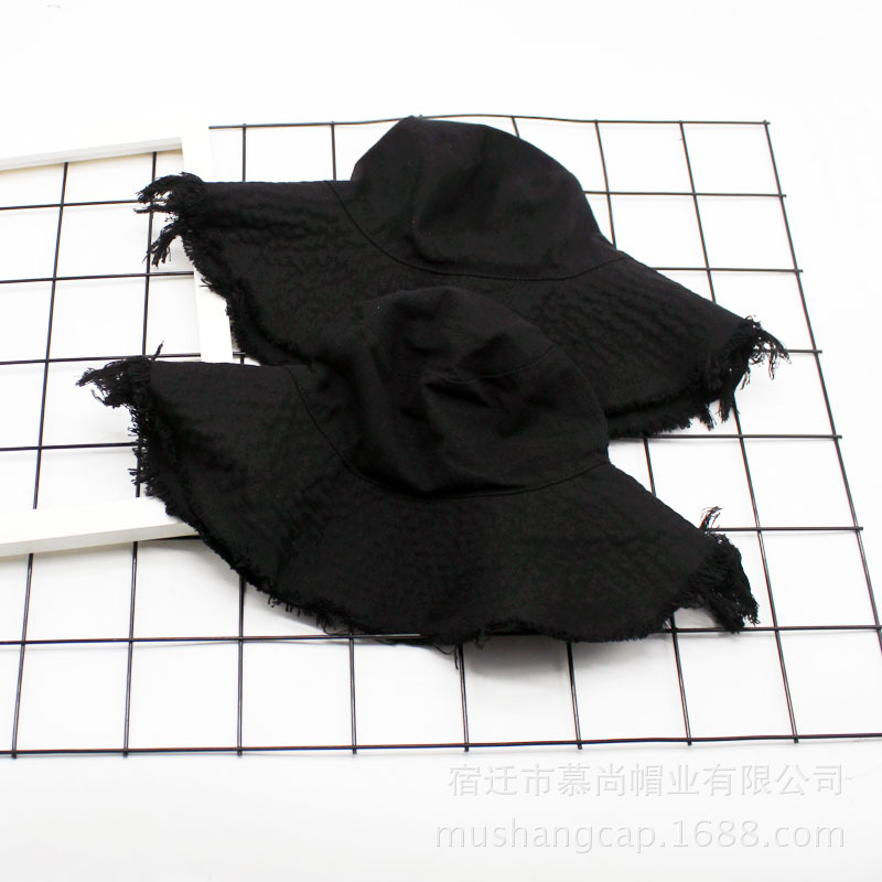 Wild Edge Cowboy Fisherman Hat Women's Summer Shade Casual Hat Frayed Edge Basin Hat Foldable Washed Cloth Hat details Picture