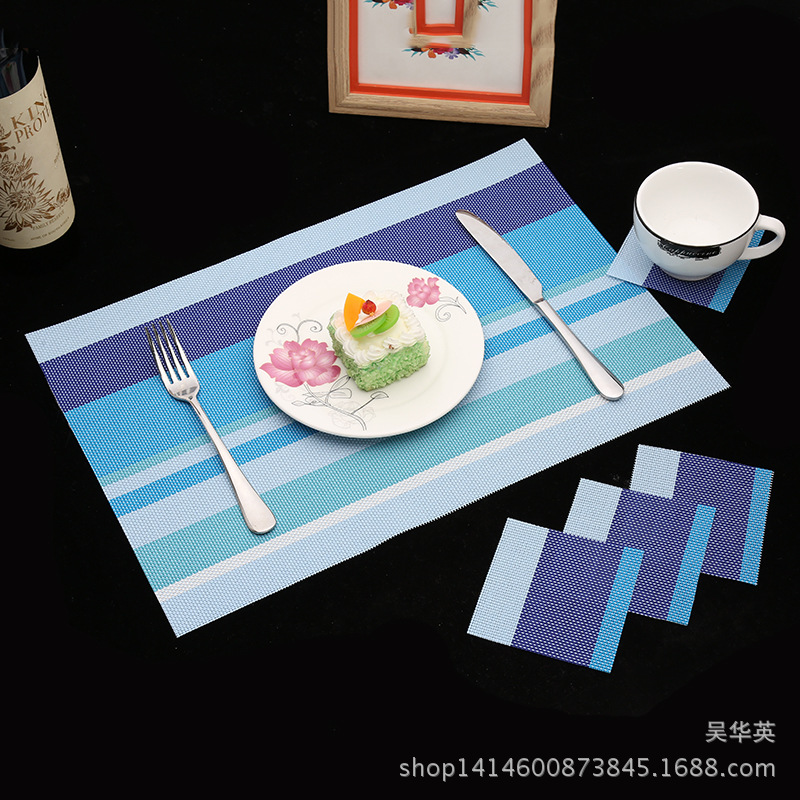 30*45欧式西餐垫PVC编织杯垫家居时尚格子特斯林桌垫软胶防滑盘垫细节图