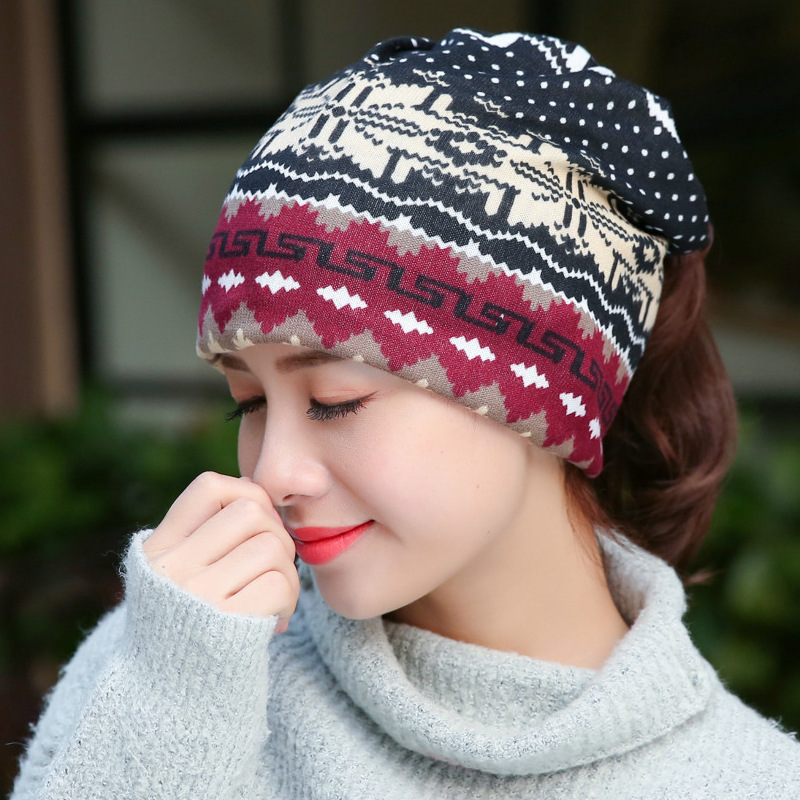 2018 Spring/Summer New Hat Fashion Women's Pullover Hat Korean Knitted Hat Manufacturers Wholesale Custom Christmas Hat Specification drawing
