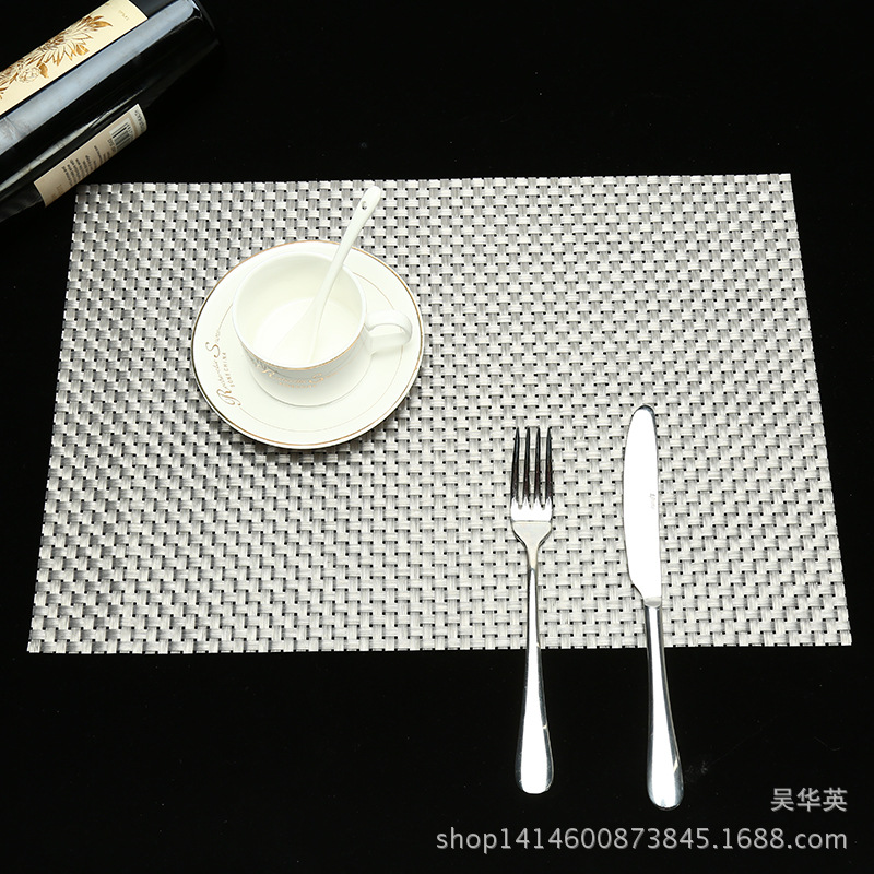 30*45PVC编织杯垫 家居时尚简约格子PVC软胶餐垫 隔热防滑垫批发