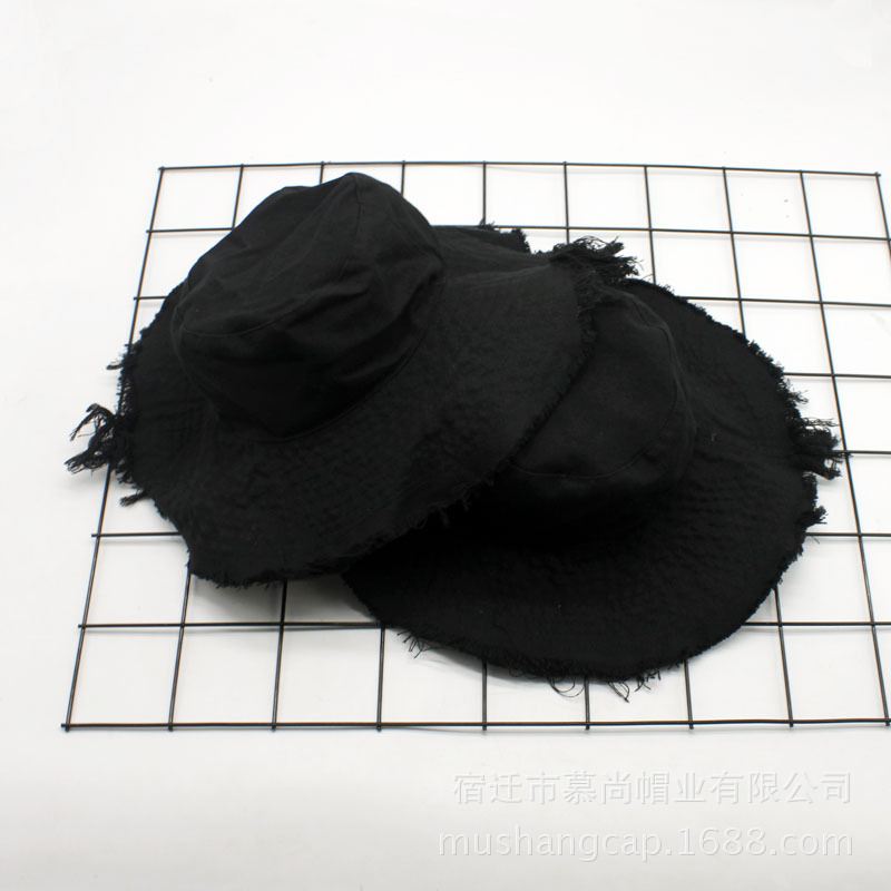 Wild Edge Cowboy Fisherman Hat Women's Summer Shade Casual Hat Frayed Edge Basin Hat Foldable Washed Cloth Hat