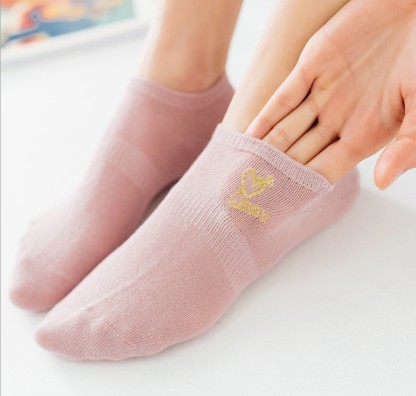 新品船袜 女 日系爱心刺绣隐形袜纯棉薄款浅口束腰女袜子产品图