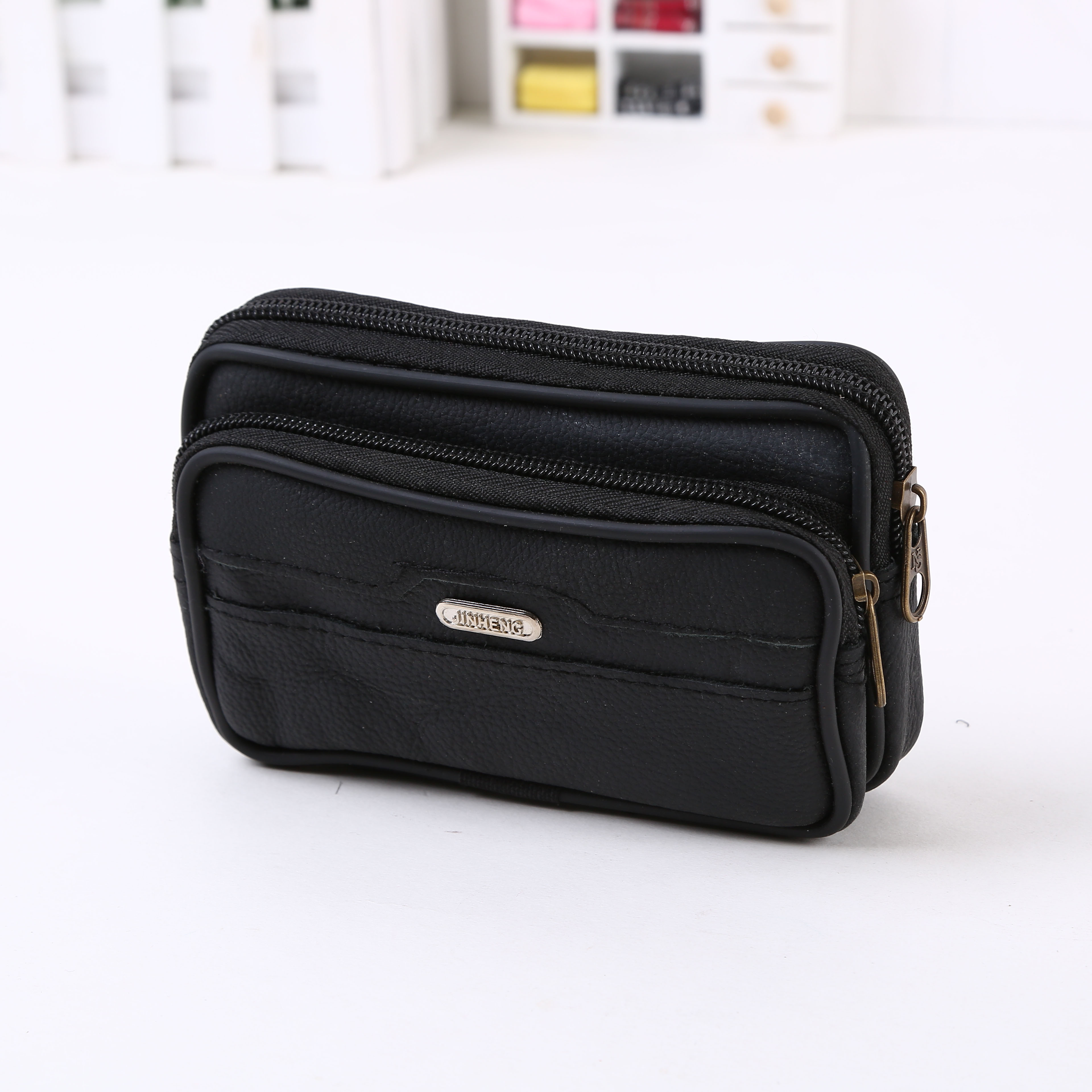 2018黑色潮流腰包真皮5寸图