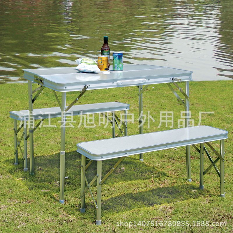 便携式铝合金折叠桌 餐桌地摊货架摆摊桌子简易 宣传桌 双杆