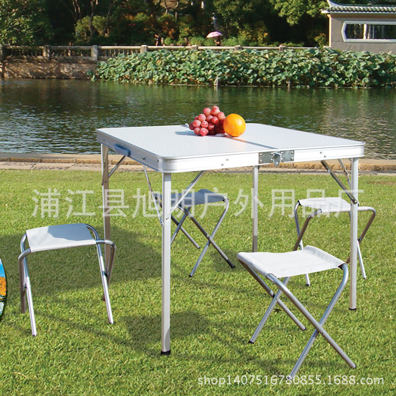 Outdoor folding aluminum table, picnic table, office desk, foldable portable outdoor leisure table set