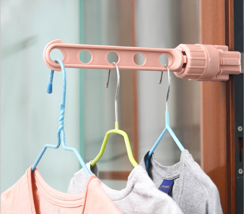 创意衣架窗框挂衣架子挂衣杆晾袜子衣服晒衣架 5孔挂式晾衣架产品图