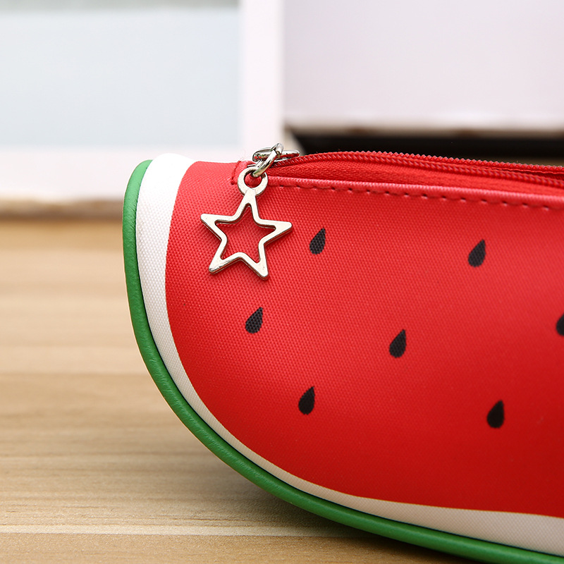 韩国创意新款学生学习文具创意逼真水果PU防水拉链笔袋可爱文具袋