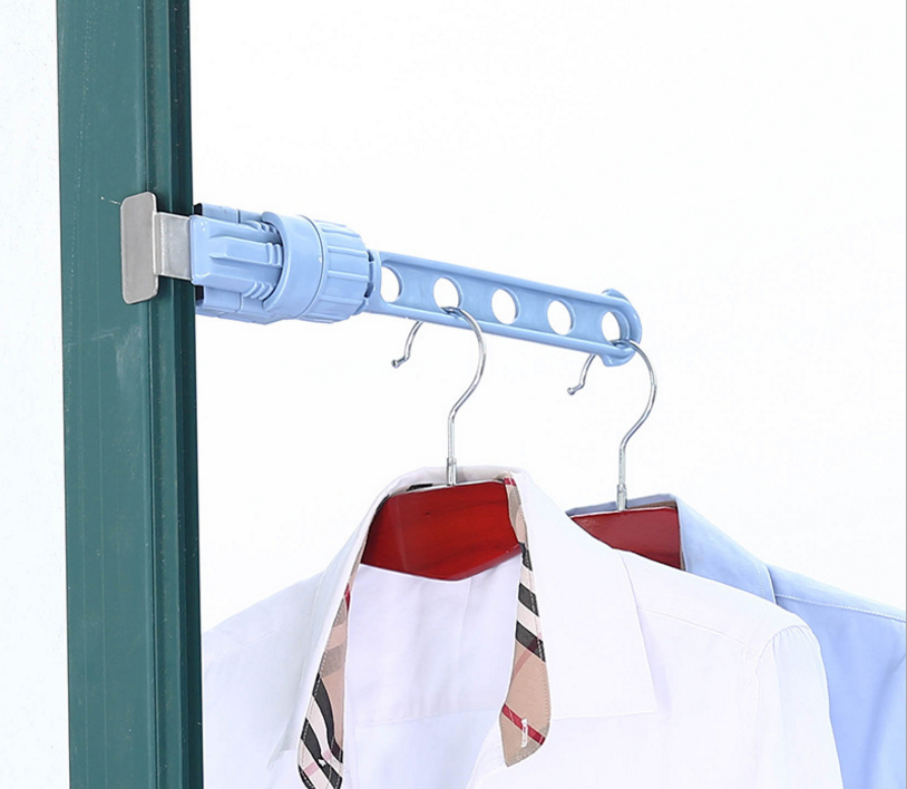 创意衣架窗框挂衣架子挂衣杆晾袜子衣服晒衣架 5孔挂式晾衣架细节图