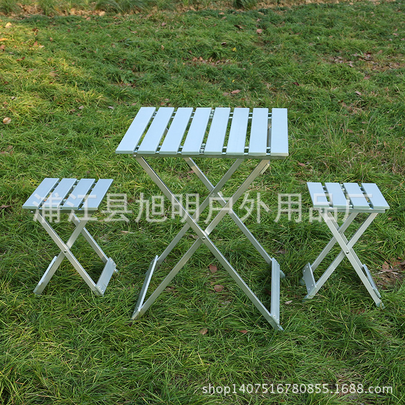 Folding tables and chairs, reinforced aluminum alloy split tables, aluminum stools, square tubes, outdoor promotional advertising tables and chairs details Picture