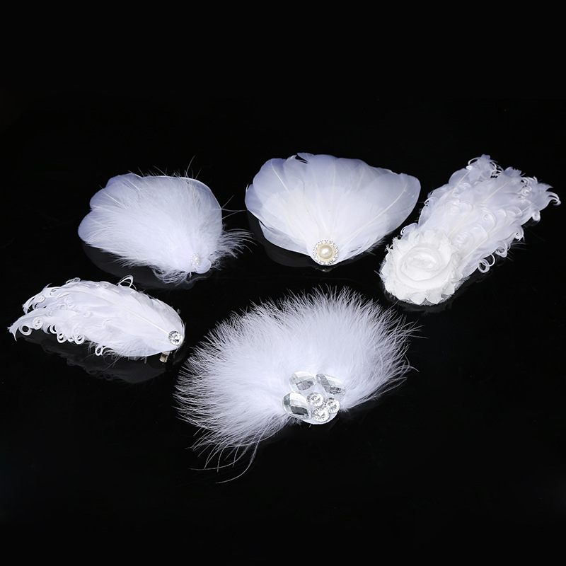 两用羽毛头饰头花发饰发夹羽毛头饰胸花婚纱摄影舞台演出细节图