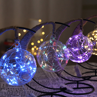 LED装饰灯手工麻绳铜线灯苹果造型灯圣诞灯铁艺USB小夜灯彩灯图
