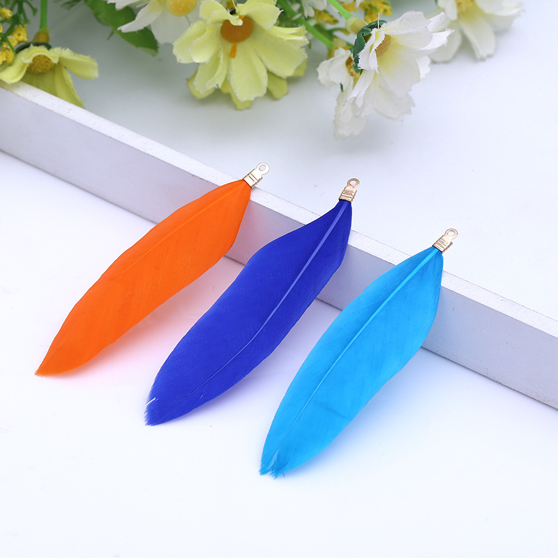 供应现货 纯手工彩色夹扣羽毛 鹅毛小直刀 Diy羽毛 幼儿园手工材细节图