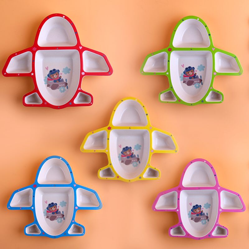 竹纤维 创意卡通餐盘 宝宝分格盘 防烫防摔儿童餐具套装